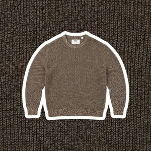 BKE Men's XL Marled Brown Black Cream Chunky‎ Knit Crewneck Pullover Sweater